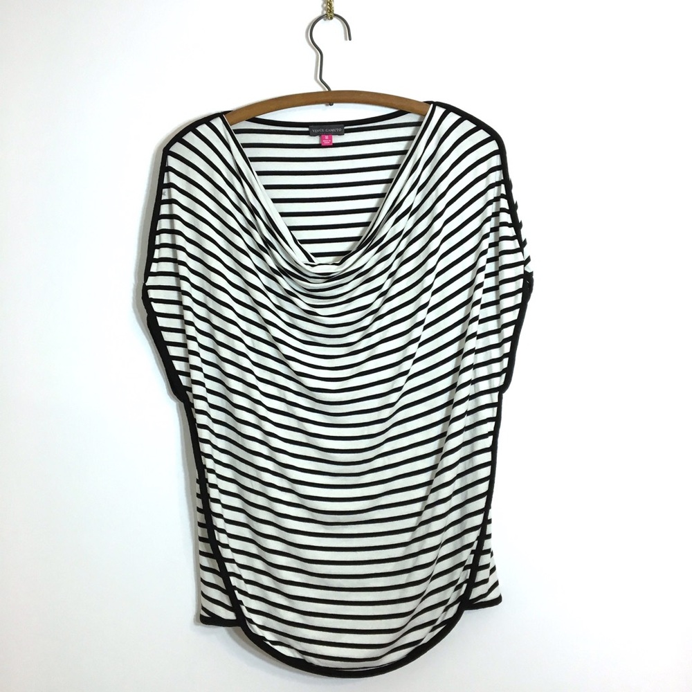 Vince Camuto draped front stripe top with piping